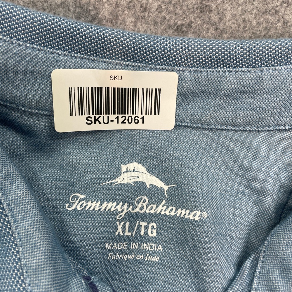Tommy Bahama Mens Polo Shirt XL Blue Striped Striped Short Sleeve - Picture 12 of 12